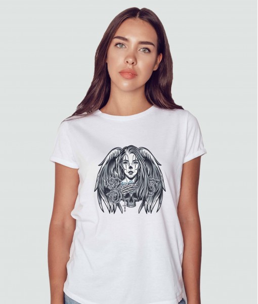 Дамска тениска с щампа Готика Woman angel - TShirtArtShop.com